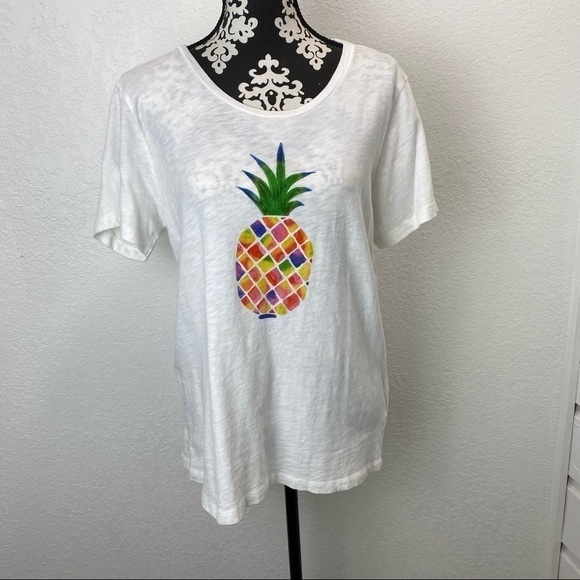 J. Crew White Pineapple Collector Tee Shirt - Picture 1 of 10